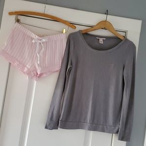 Victoria's Secret Pink and Gray Pajama Set
